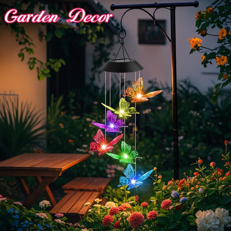 Winzwon Valentines Day Gifts for Her Mom Grandma, Birthday Gardening Gifts for Women, Solar Lights Outdoor Wind Chimes for Garden Yard Patio Porch Decor Hanging Butterfly Decorations - Image 4